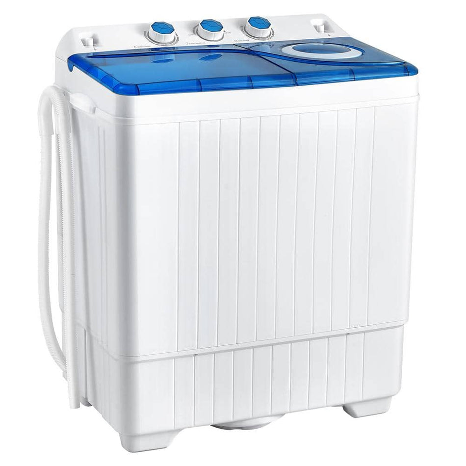 Costway 26 lbs 0.41 cu. ft. Portable Top Load Washer Semi-Automatic Twin Tub Washing Machine with Drain Pump