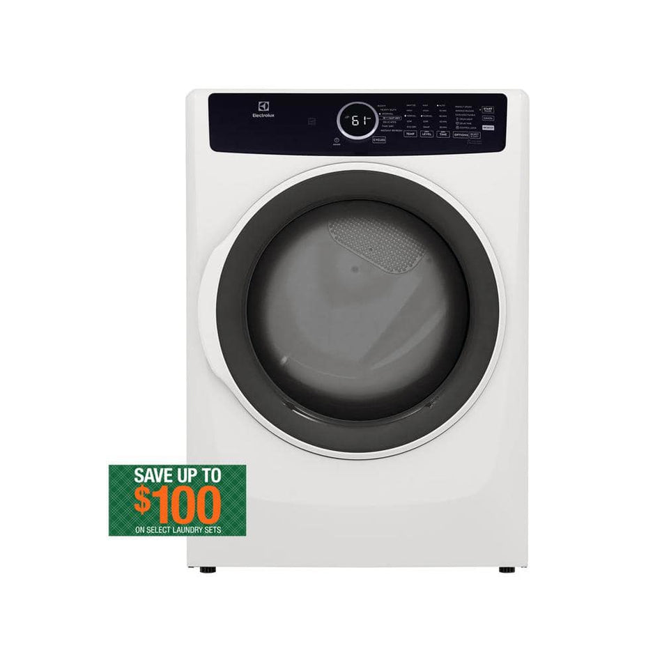 Electrolux 8 cu. ft. Electric Dryer Vented Front Load Perfect Steam Dryer with Instant Refresh in White