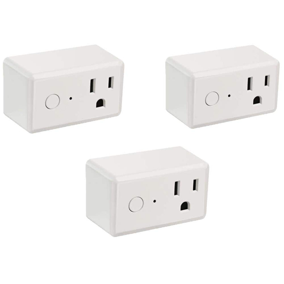 Feit Electric 15-Amp Indoor Alexa / Google Assistant Compatible Plug-in Smart Wi-Fi Single Outlet Wall Plug, No Hub Required (3-Pack)