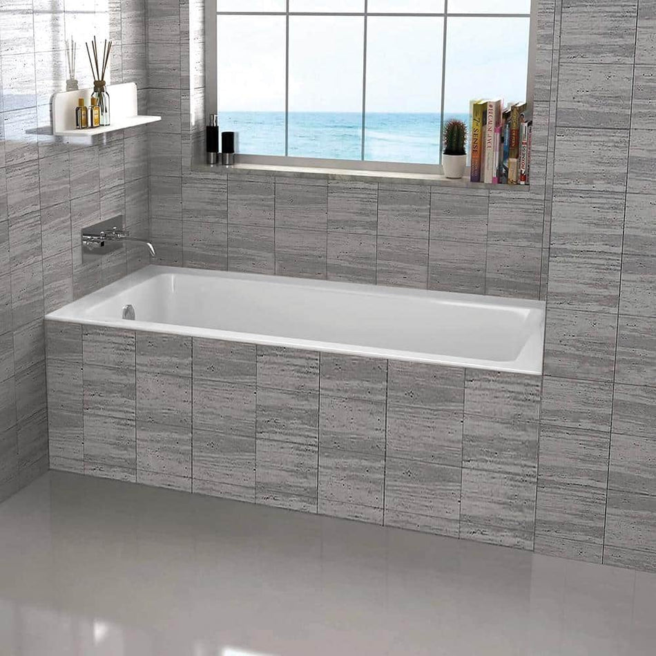 FINE FIXTURES 66 in. x 32 in. Acrylic Rectangular Drop-in Left Hand Bathtub in White