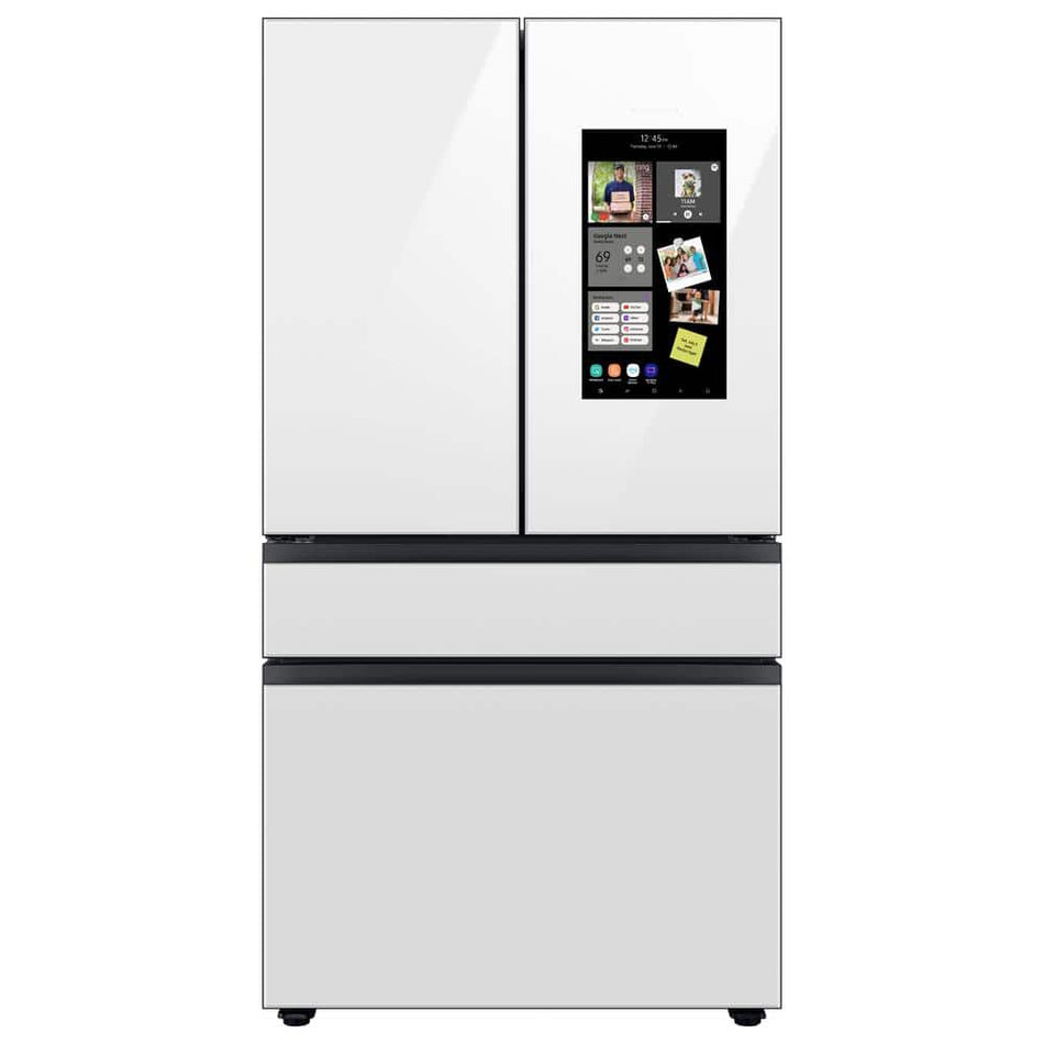 Samsung Bespoke 4-Door French Door Refrigerator with Family Hub in White Glass