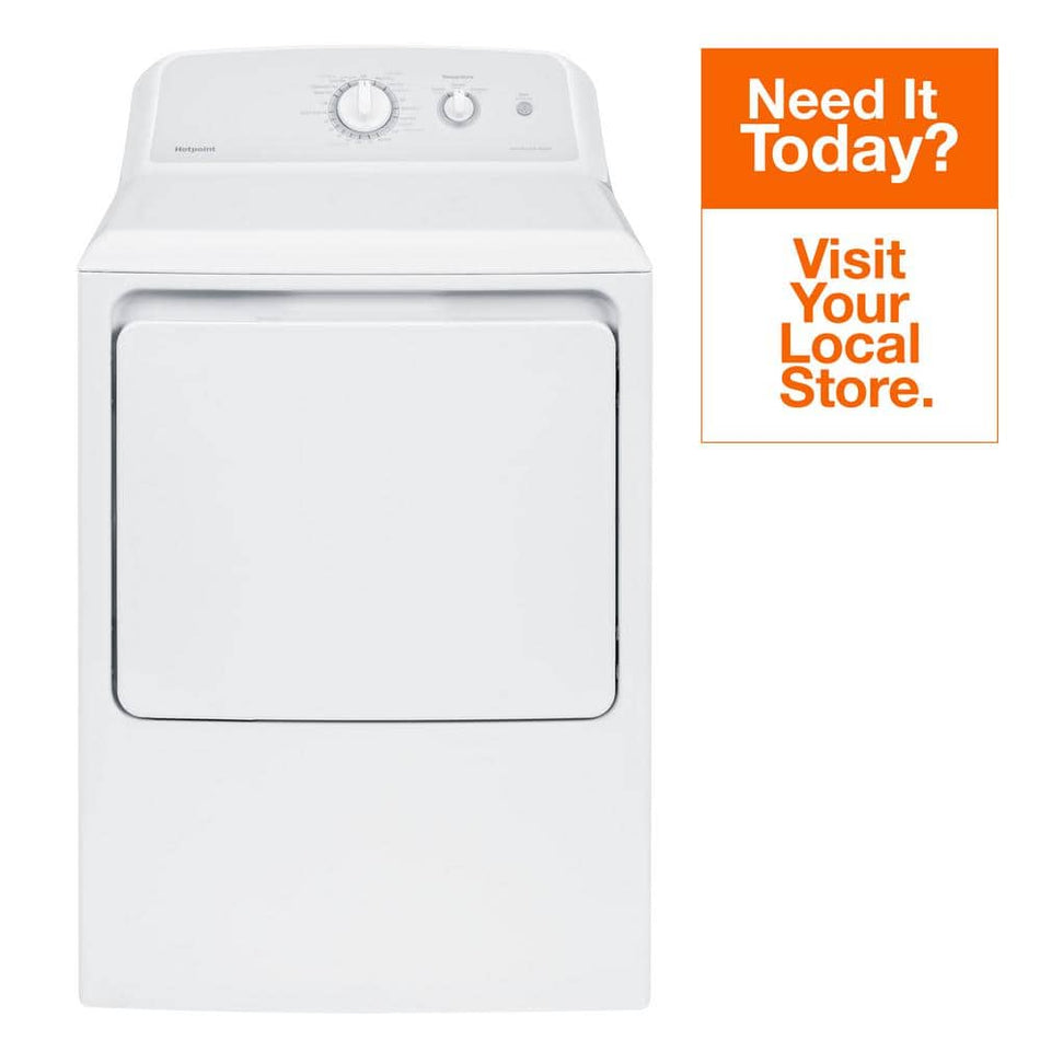 Hotpoint 6.2 cu. ft. Electric Dryer in White with Auto Dry