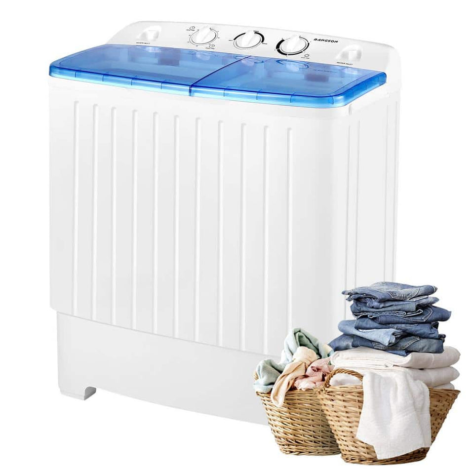 JEREMY CASS 1.73 cu ft. Portable Top Load Washer and Spinner Combo in White Mini Twin Tub Washer with 17.6 lbs. Large Capacity