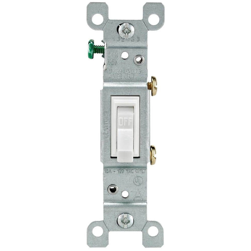 Leviton 15 Amp Single-Pole Toggle Light Switch, White