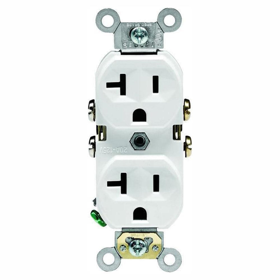 Leviton 20 Amp Commercial Grade Duplex Outlet, White (10-Pack)