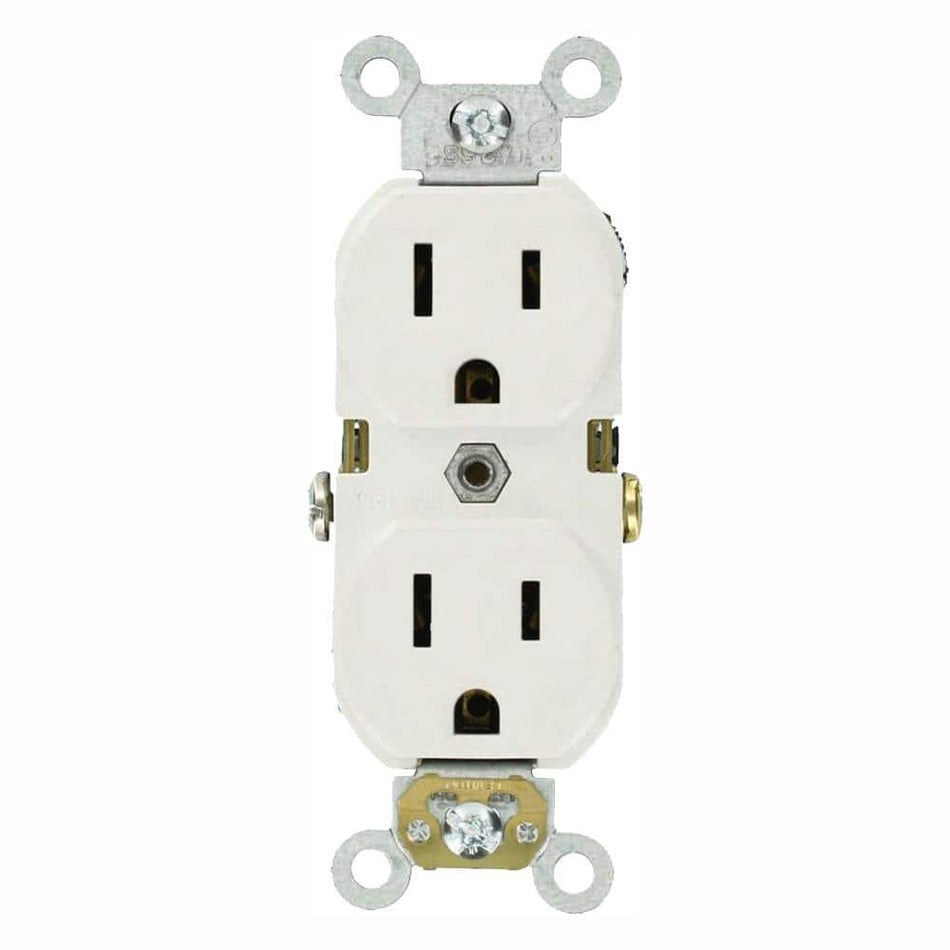 Leviton 15 Amp Commercial Grade Duplex Outlet, White (10 Pack)