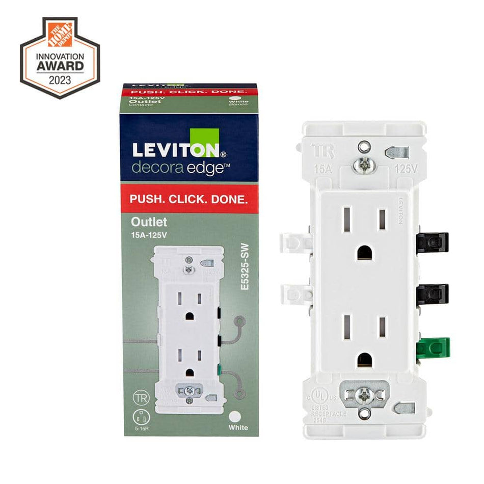 Leviton Decora Edge 15 Amp Tamper-Resistant Duplex Outlet, White