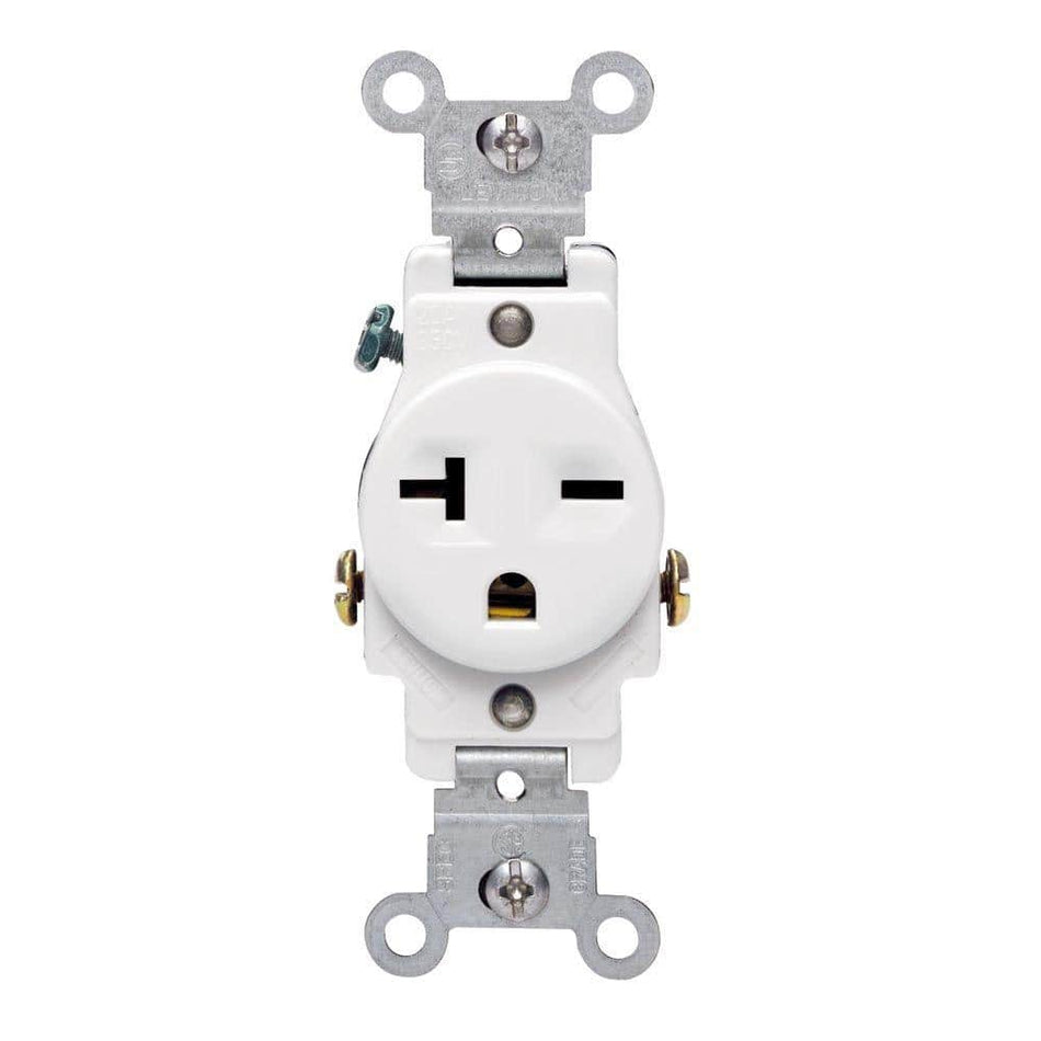 Leviton 20 Amp Commercial Grade Double-Pole Single Outlet, White