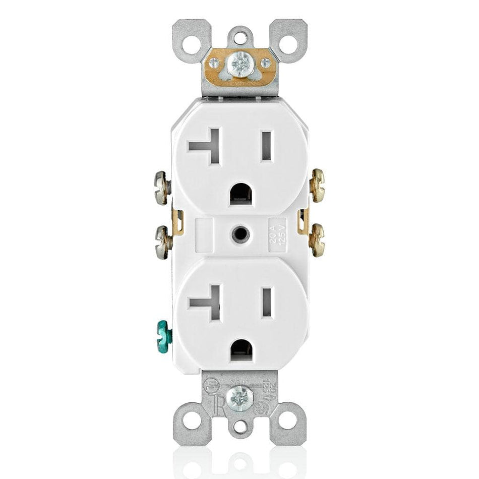 Leviton 20 Amp Residential Grade Self Grounding Tamper Resistant Duplex Outlet, White