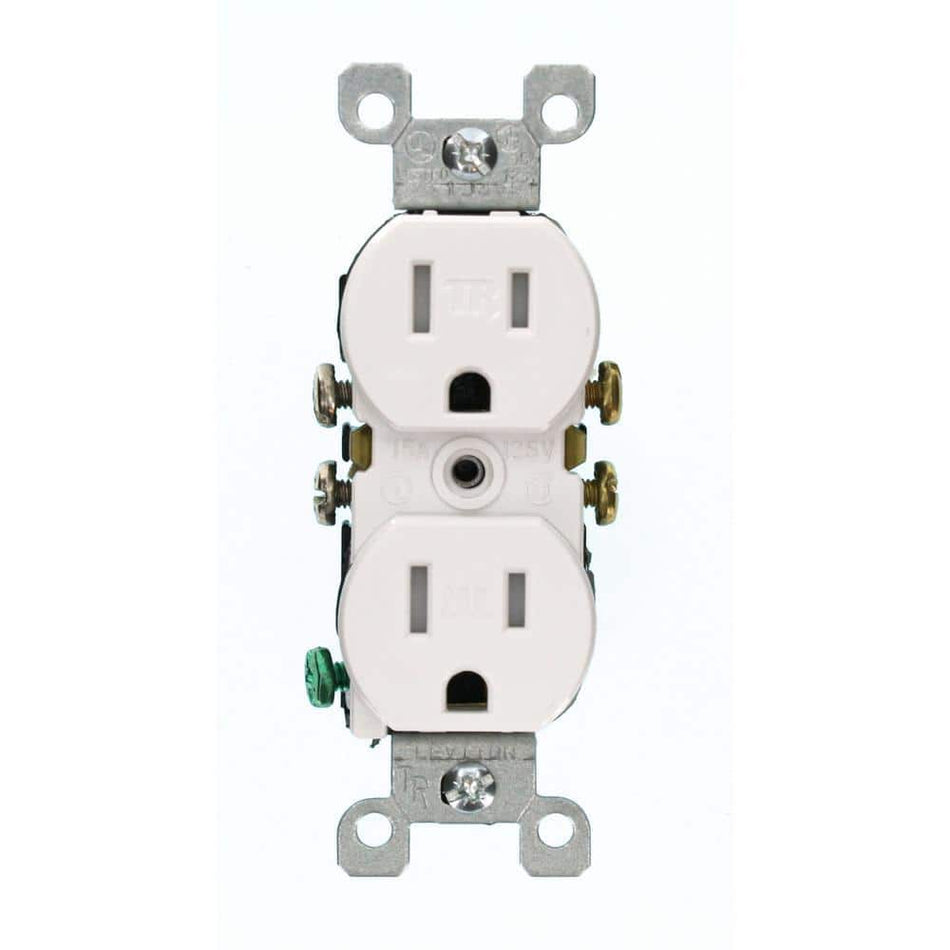 Leviton 15 Amp Tamper-Resistant Duplex Outlet, White