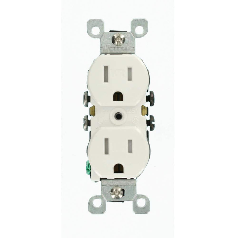 Leviton 15 Amp Weather and Tamper Resistant Duplex Outlet, White