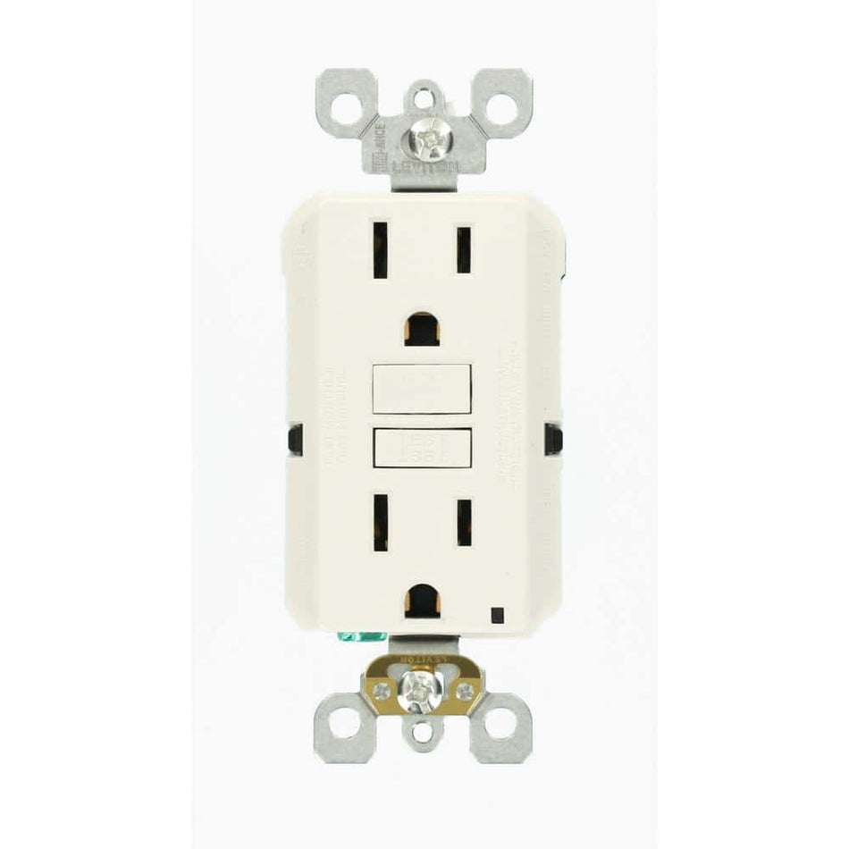 Leviton 15 Amp Self-Test SmartlockPro Slim GFCI Duplex Outlet, White (3-Pack)