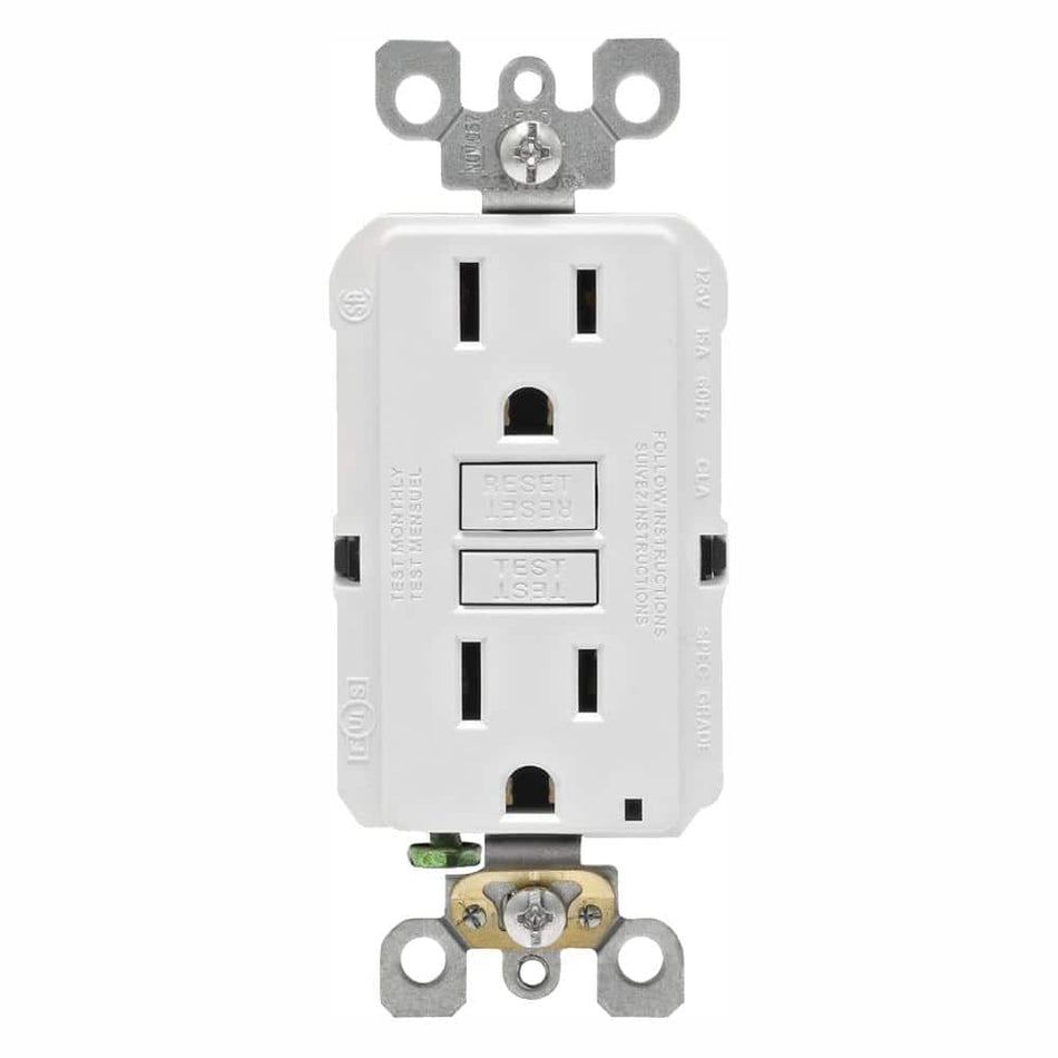 Leviton 15 Amp 125-Volt Duplex Self-Test Slim GFCI Outlet, White (4-Pack)