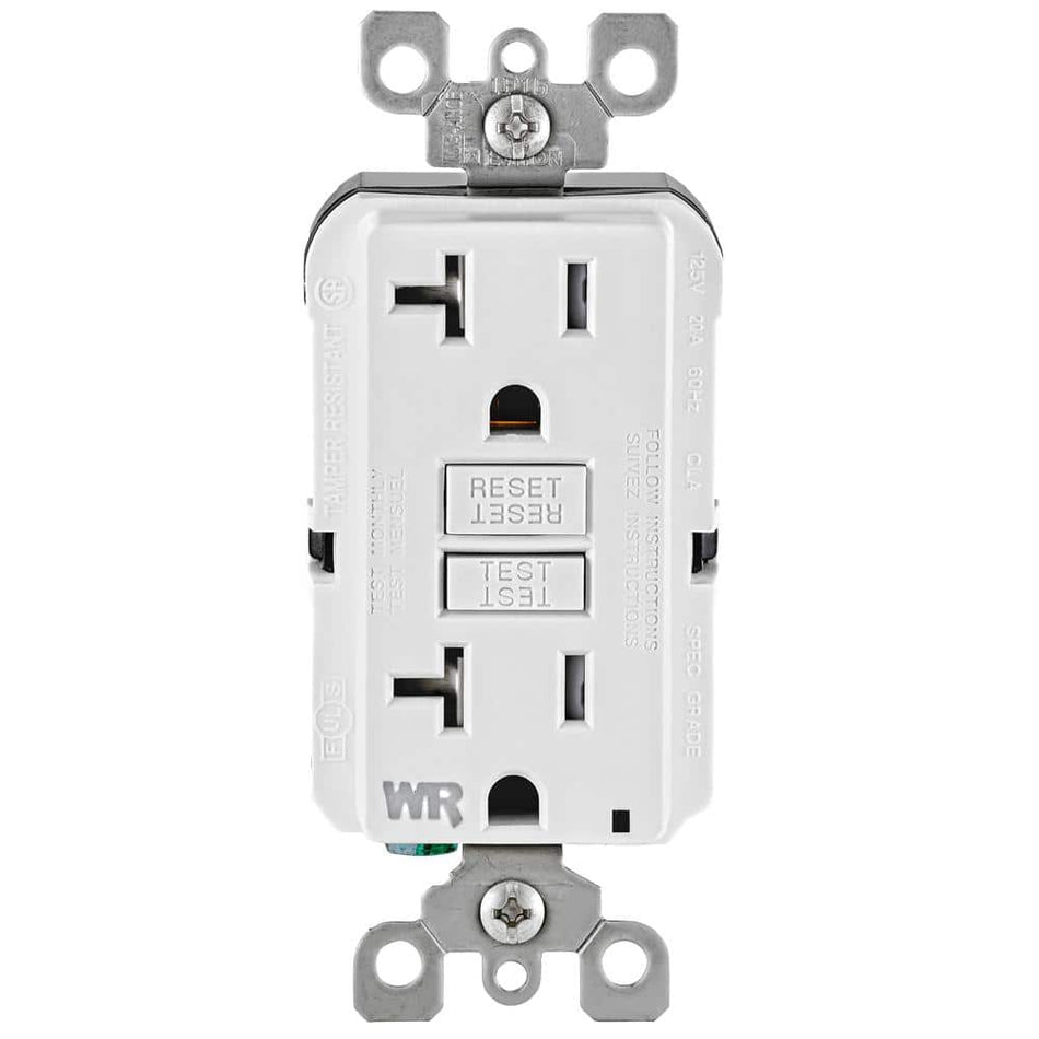 Leviton 20 Amp 125-Volt Duplex Self-Test Tamper Resistant/Weather Resistant GFCI Outlet, White