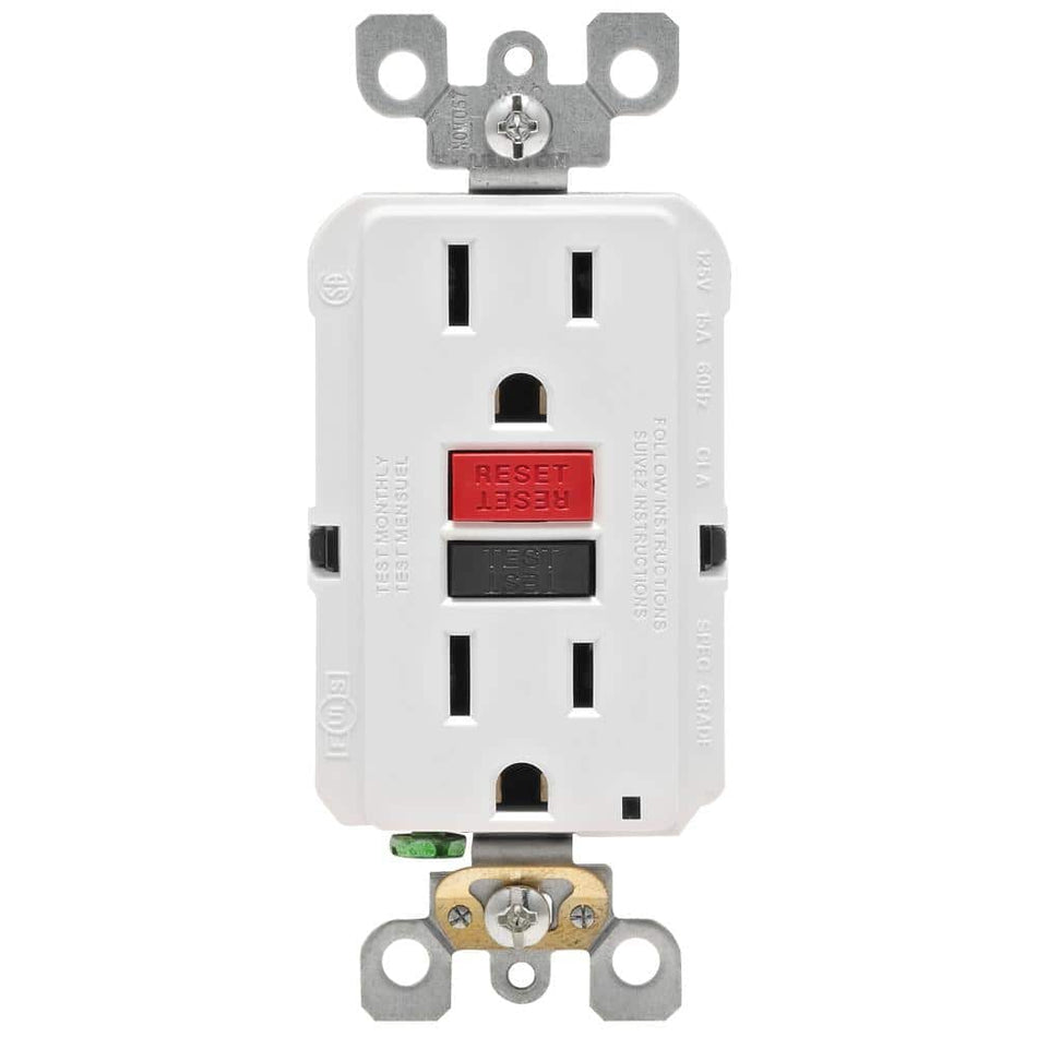 Leviton 15 Amp 125-Volt Self-Test Tamper Resistant GFCI Outlet, White