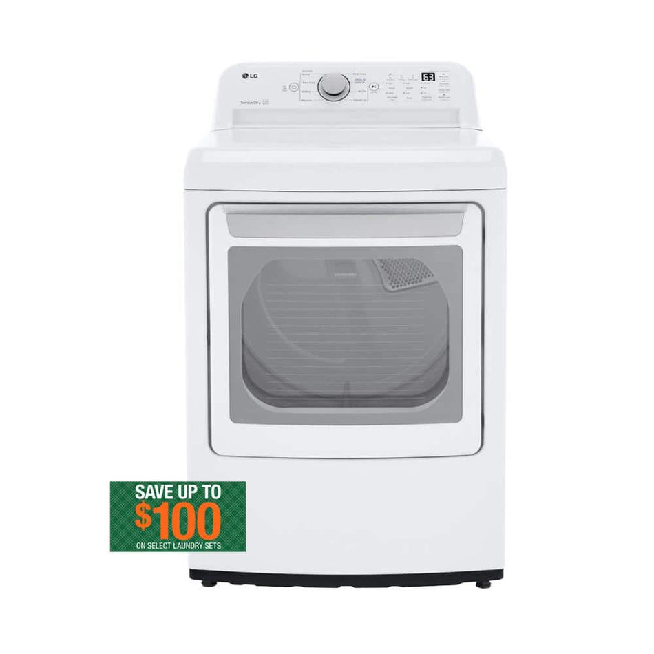 LG 7.3 Cu. Ft. Vented Electric Dryer in White with Sensor Dry Technology