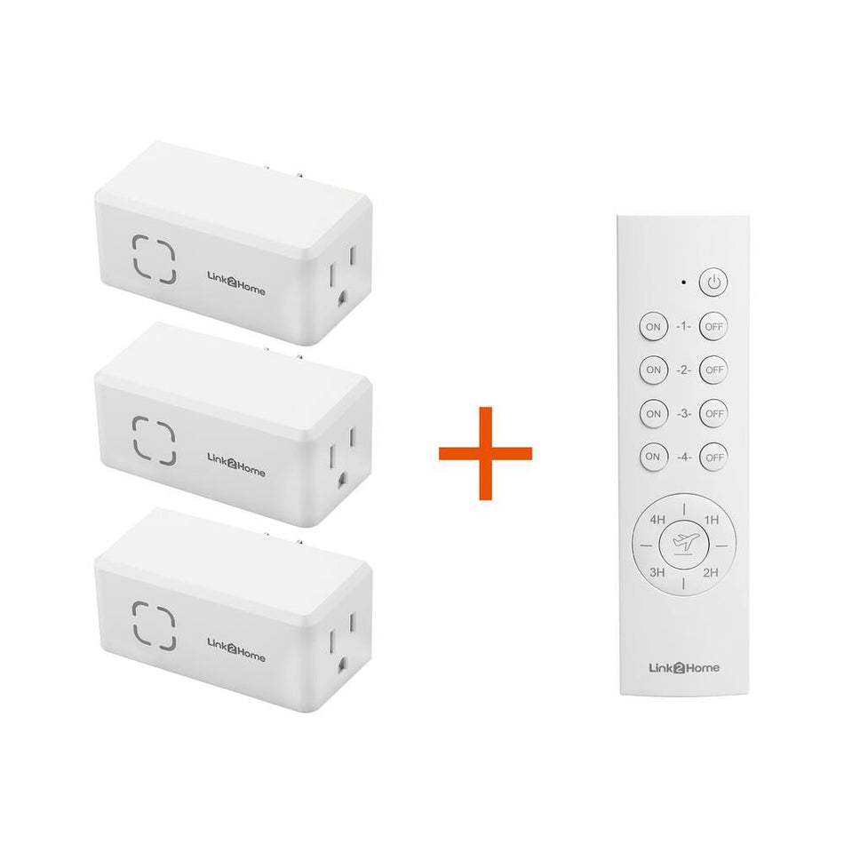 Link2Home Wireless Indoor Remote Control Outlet Switch with Countdown Timer and Random/Away Mode - 3 RCVs and 1 Remote