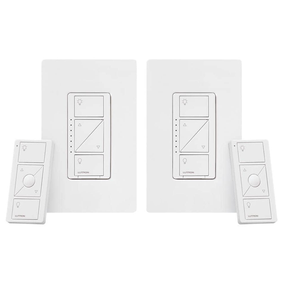 Lutron Caseta Smart Dimmer Switch and Remote Kit for Wall and Ceiling Lights, 150-Watt LED Bulbs (P-PKG1W-2PK-WH) (2-Pack)