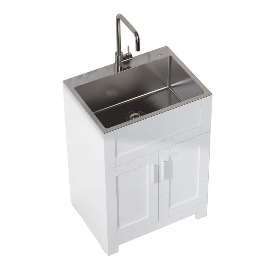 Maincraft 24 in. x 18 in. x 34. in. Stainless Steel Laundry/Utility Tub Sink and MDF Board Cabinet