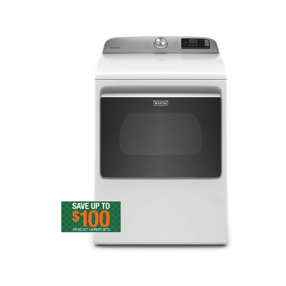 Maytag 7.4 cu. ft. 120-Volt Smart Capable White Gas Dryer with Hamper Door