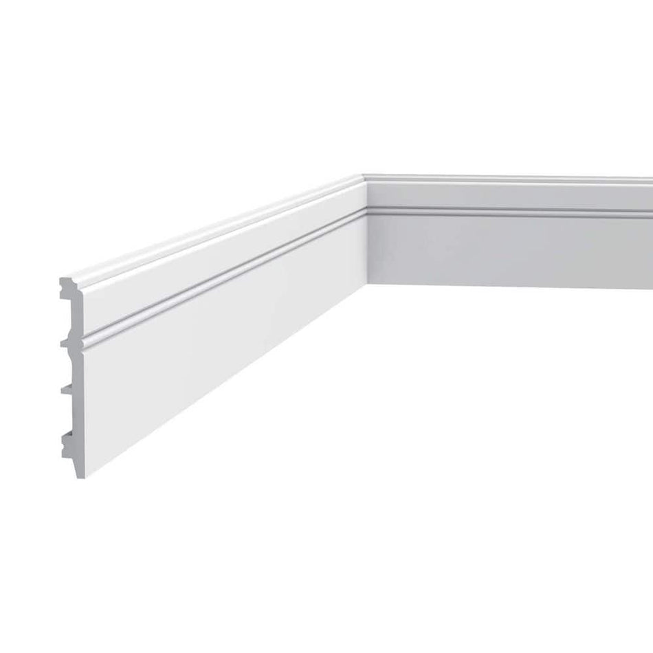 ORAC DECOR 1/2 in. D x 4-1/4 in. W x 78-3/4 in. L Primed White High Impact Polystyrene Baseboard Moulding (26-Pack)
