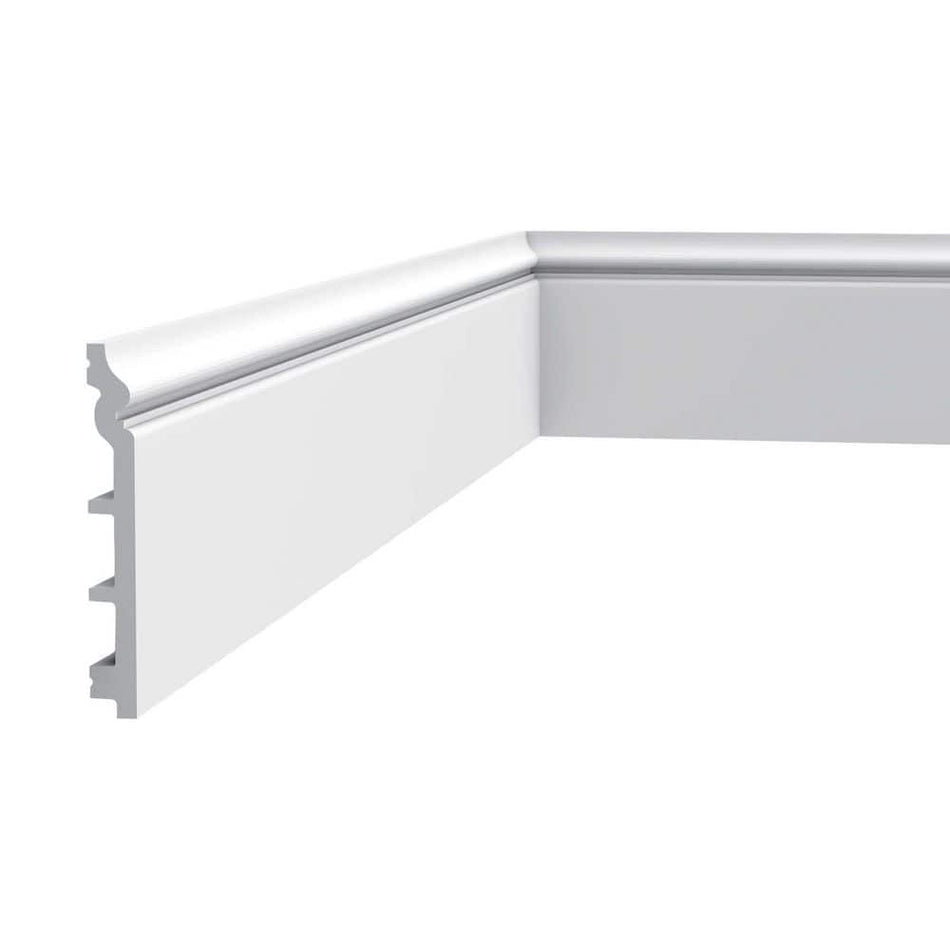 ORAC DECOR 3/4 in. D x 5-3/8 in. W x 78-3/4 in. L Primed White High Impact Polystyrene Baseboard Moulding (14-Pack)