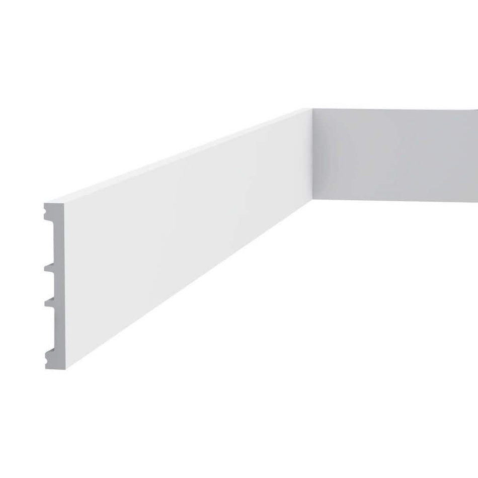 ORAC DECOR 1/2 in. D x 4 in. W x 78-3/4 in. L Primed White High Impact Polystyrene Baseboard Moulding (26-Pack)