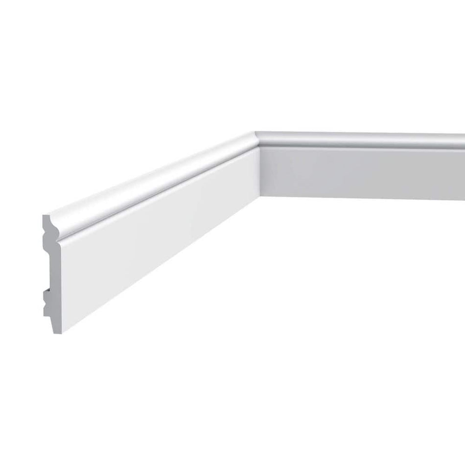 ORAC DECOR 1/2 in. D x 2-3/4in. W x 78-3/4 in. L Primed White High Impact Polystyrene Baseboard Moulding (16-Pack)