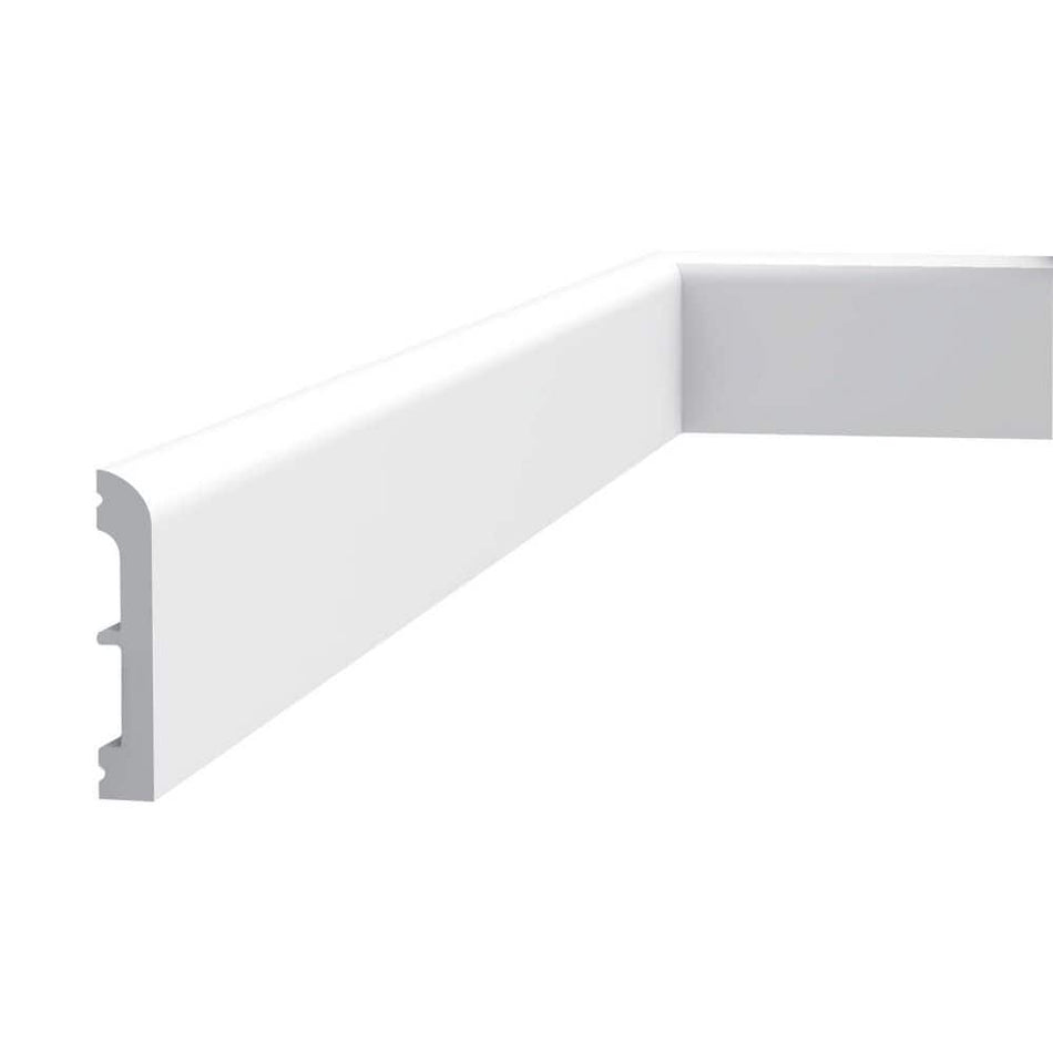 ORAC DECOR 1/2 in. D x 3 in. W x 78-3/4 in. L Primed White High Impact Polystyrene Baseboard Moulding (4-Pack)