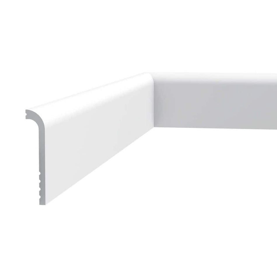 ORAC DECOR 1 in. D x 4-3/4in. W x 78-3/4 in. L Primed White High Impact Polystyrene Baseboard Moulding (2-Pack)