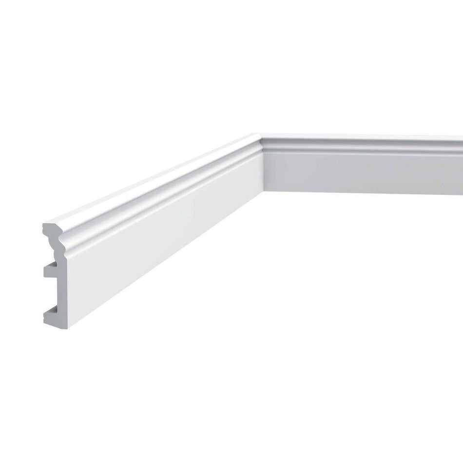 ORAC DECOR 3/4 in. D x 3-1/8 in. W x 78-3/4 in. L Primed White High Impact Polystyrene Baseboard Moulding (4-Pack)