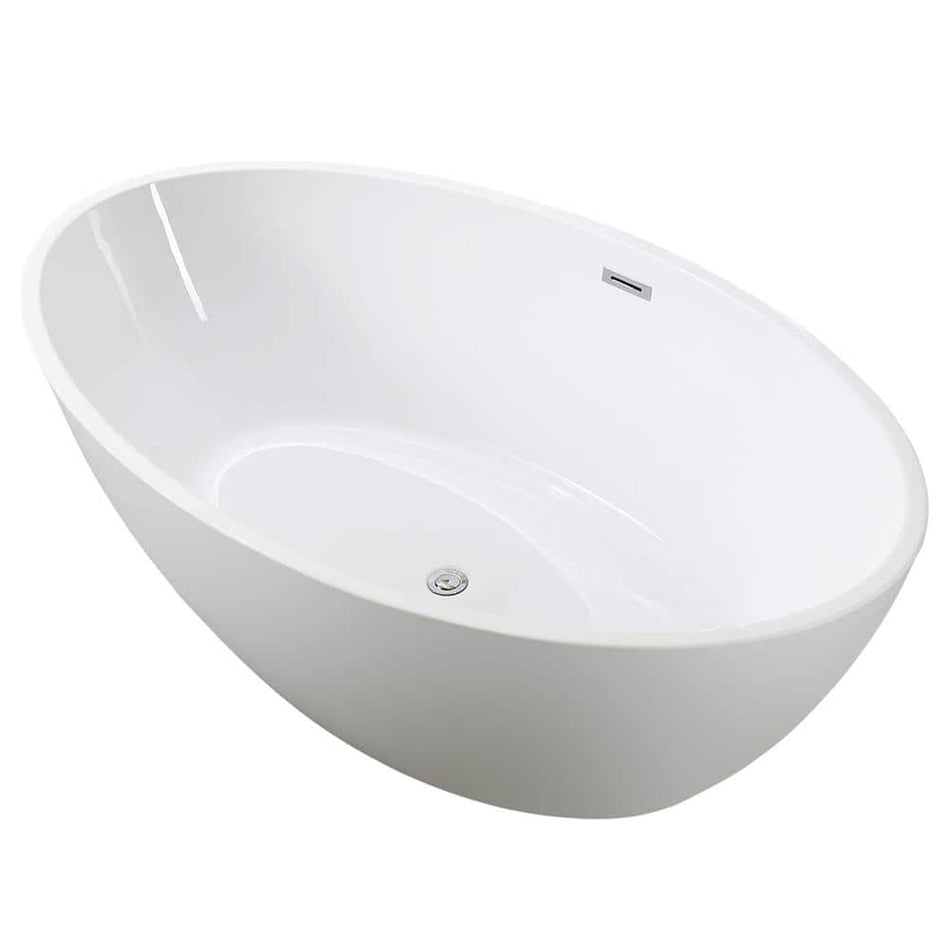 Vanity Art Amiens 69 in. Acrylic Flatbottom Freestanding Bathtub in White/Polished Chrome