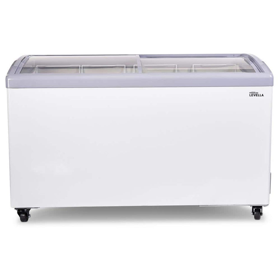 Premium LEVELLA 10.9 cu. ft Residential/Commercial Curved Glass Top Chest Freezer in White