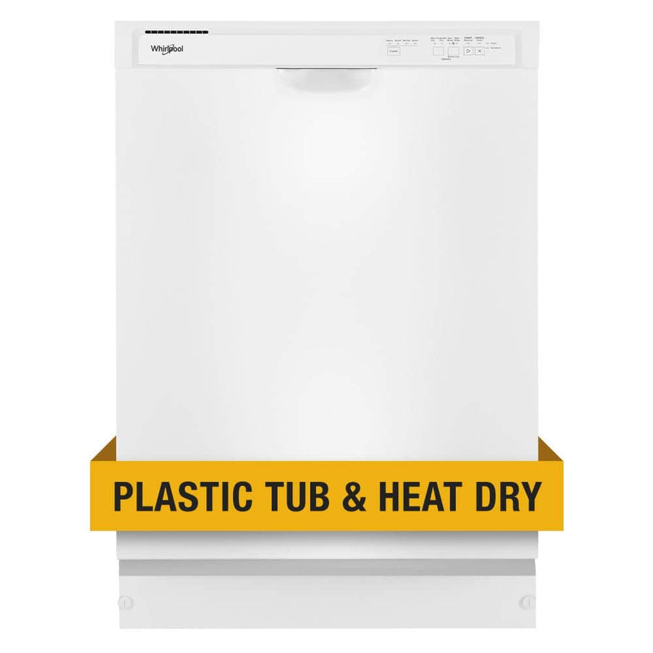 Whirlpool 24 in. White Front Control Built-In Tall Tub Dishwasher 120 Volts