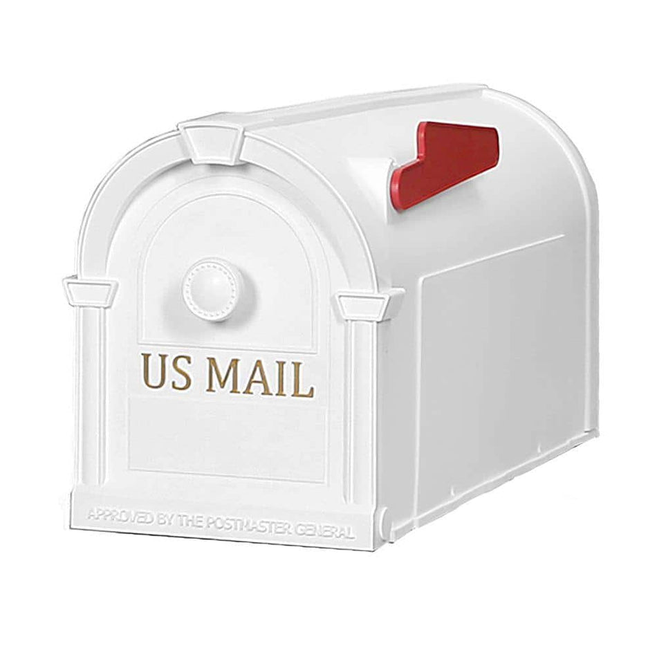 Postal PRO Hampton Post-Mount Mailbox, White with Gold Lettering