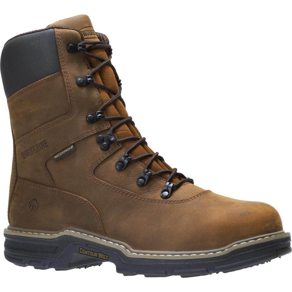 Wolverine Mens Waterproof Marauder 8 in. Brown Steel Toe Size (10.5 M)